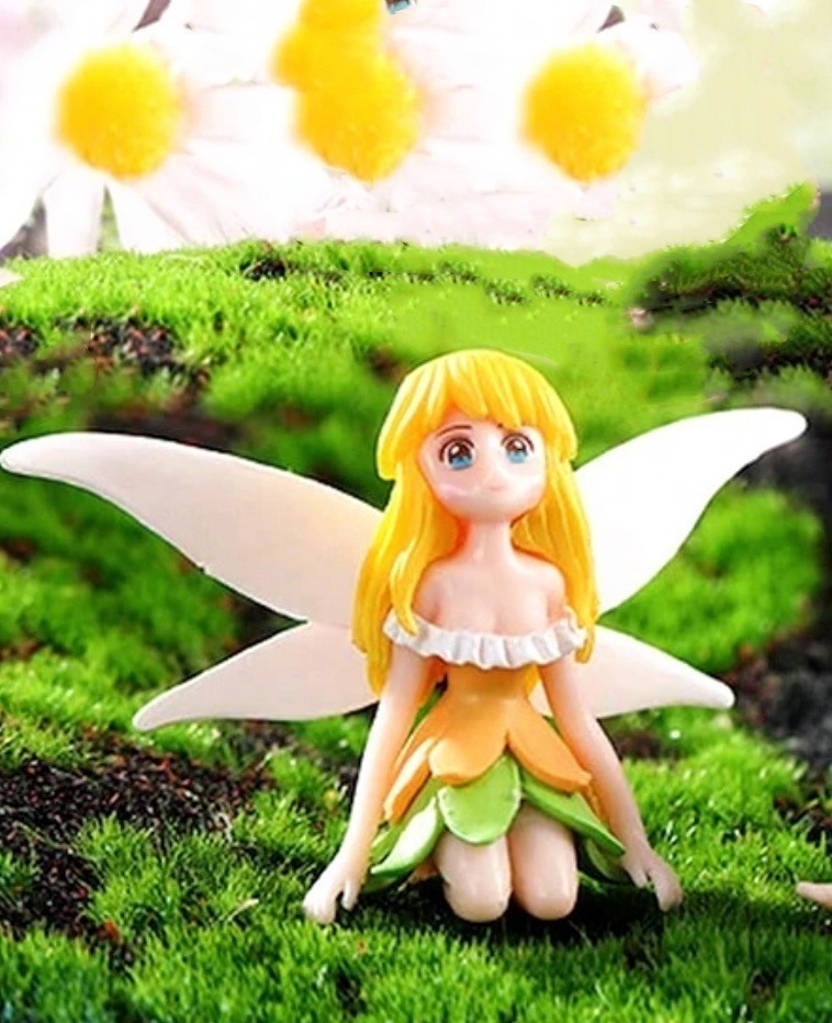 Mini Cartoon Fairy with Green and Yellow Dress