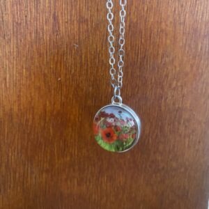Red Flowers Glass Ball Necklace